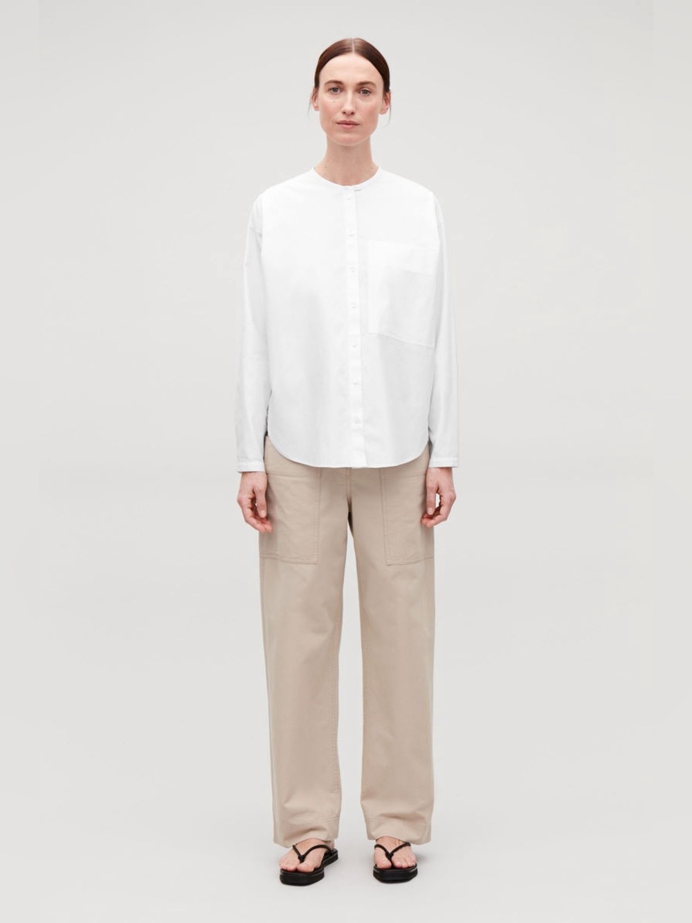 COS Relaxed Grandad Shirt in white